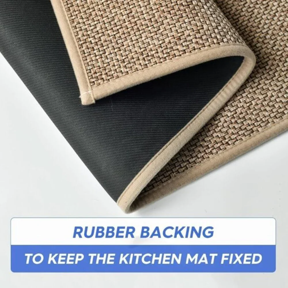 New Set of 2 Washable Non-Slip Kitchen Rugs, Absorbent Mats with Rubber Backing